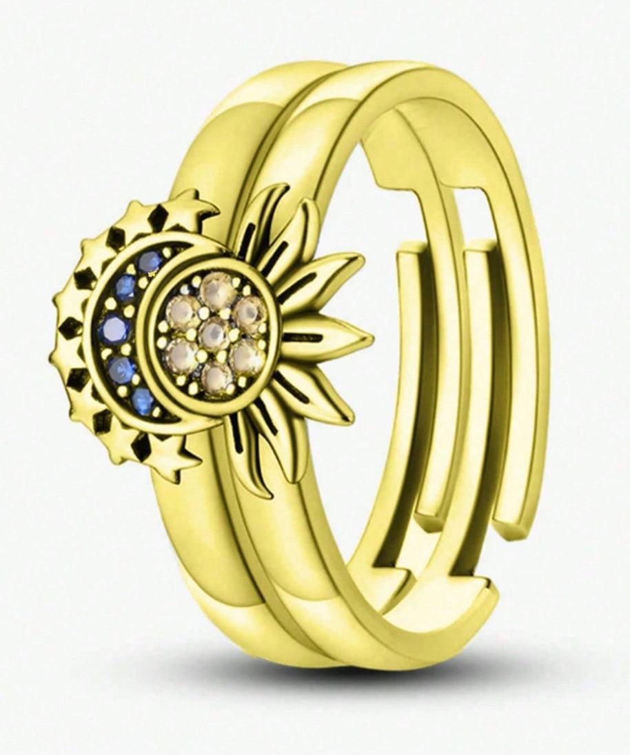 Sun-kissed, Moon-drenched Couple Rings