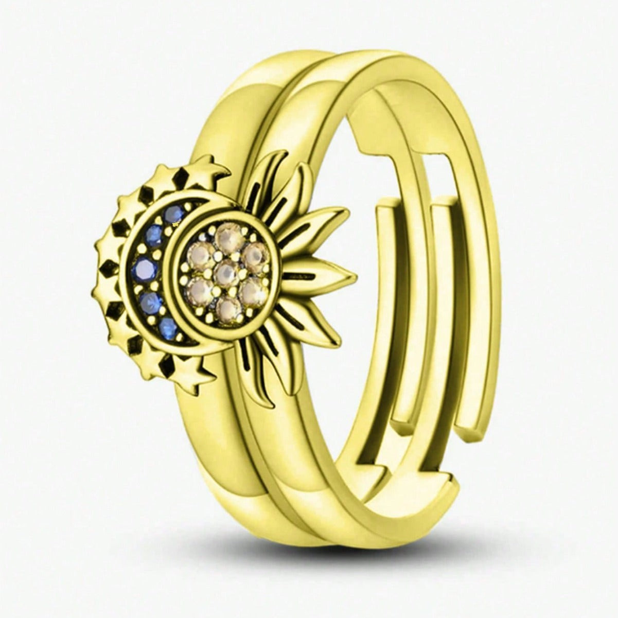 Sun-kissed, Moon-drenched Couple Rings