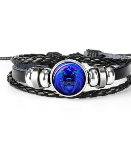 Leather Zodiac Sign Braided Bracelet