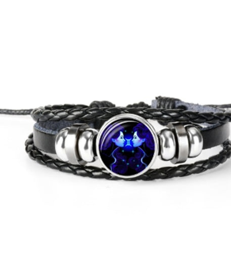 Leather Zodiac Sign Braided Bracelet