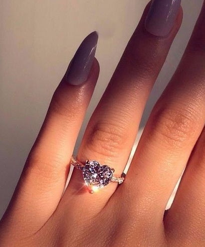 Polished Crystal Heart Ring