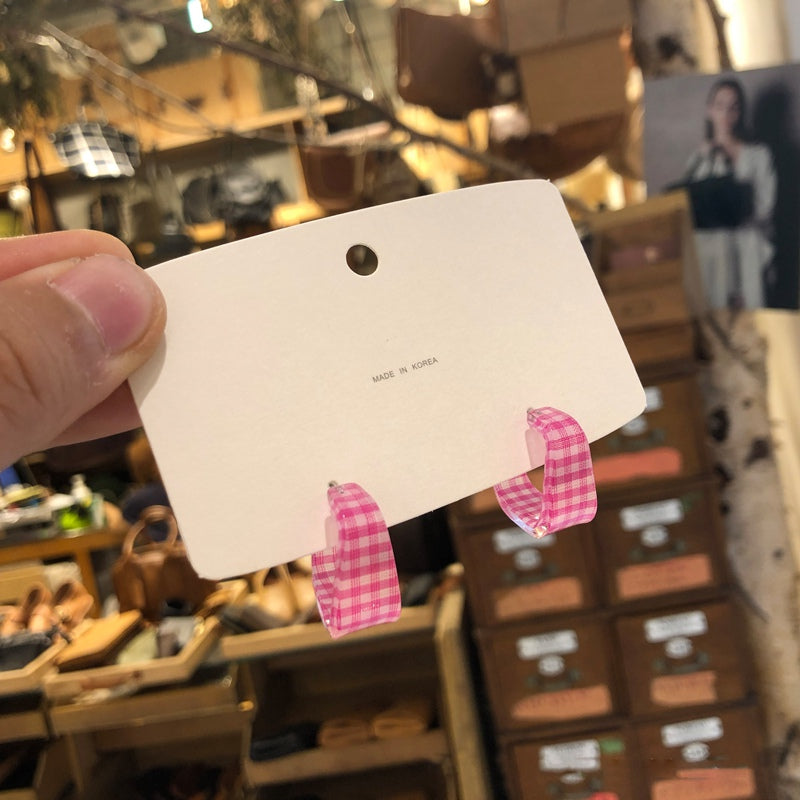 Vintage C-Shaped Pink Earrings