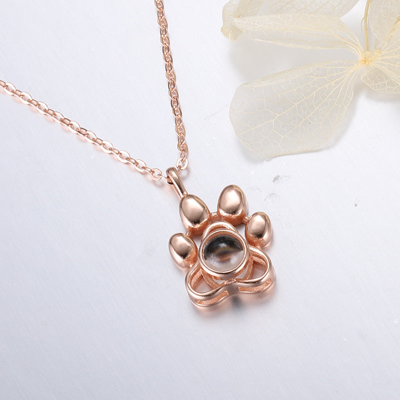 Customized Dog Paw Projection Necklace