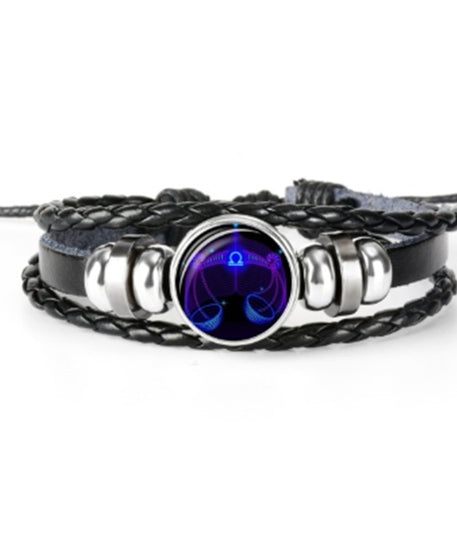 Leather Zodiac Sign Braided Bracelet