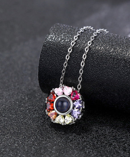 Heart Colorful Crystals Projection Necklace