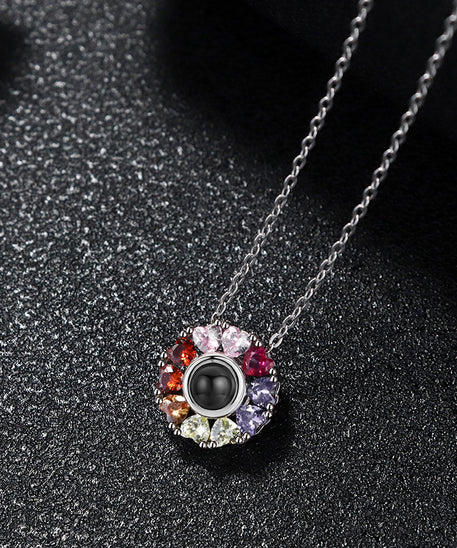 Heart Colorful Crystals Projection Necklace