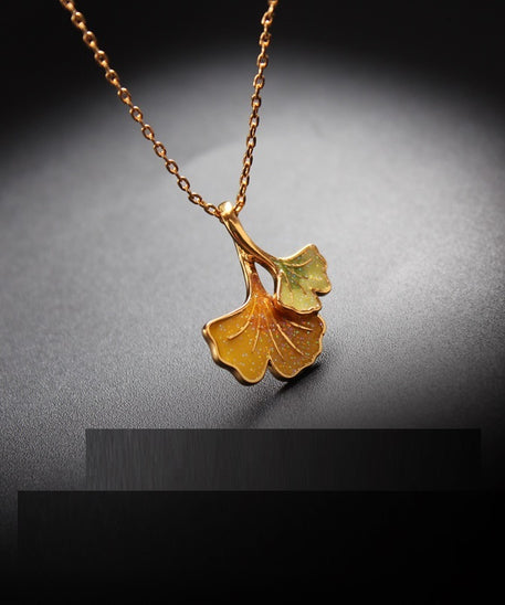 Autumn Winds Ginkgo Biloba Leaf Necklace