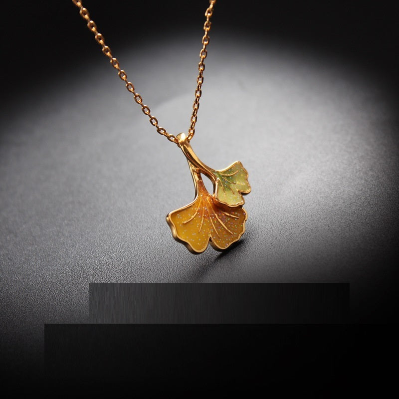 Autumn Winds Ginkgo Biloba Leaf Necklace