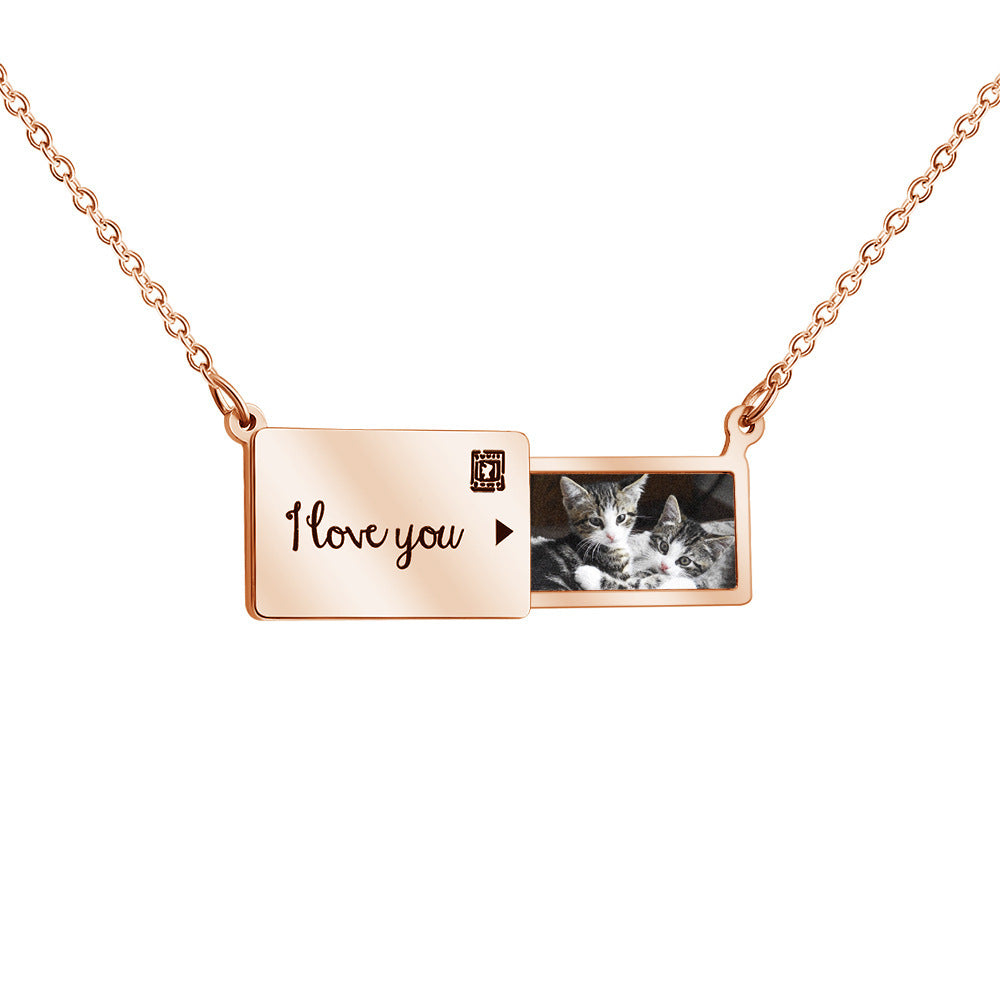 Customized Creative Pull-out Photo Box Necklace