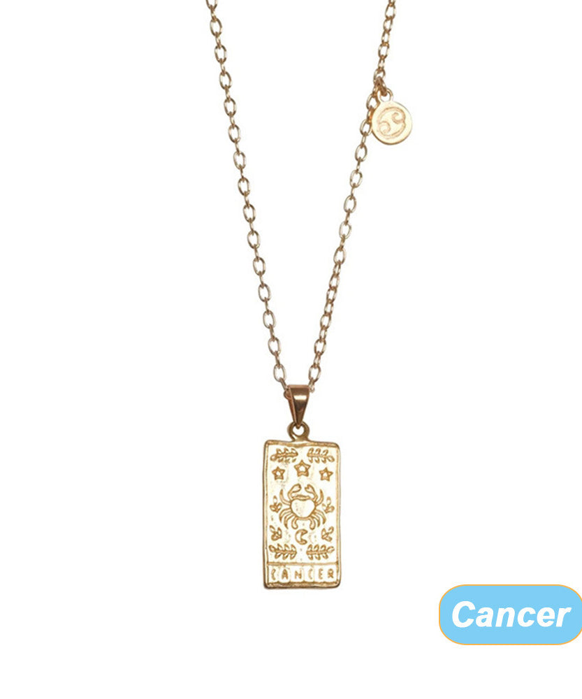 THINK HAVE Twelve Constellation Tarot Necklace Retro Constellation Necklace