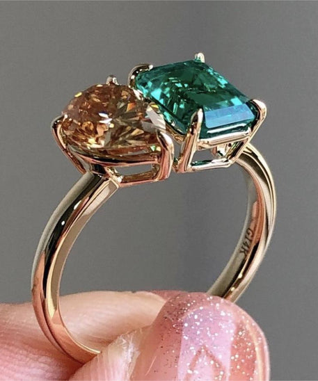 Crystal-Clear Double Square & Tear Ring