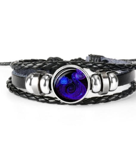 Leather Zodiac Sign Braided Bracelet