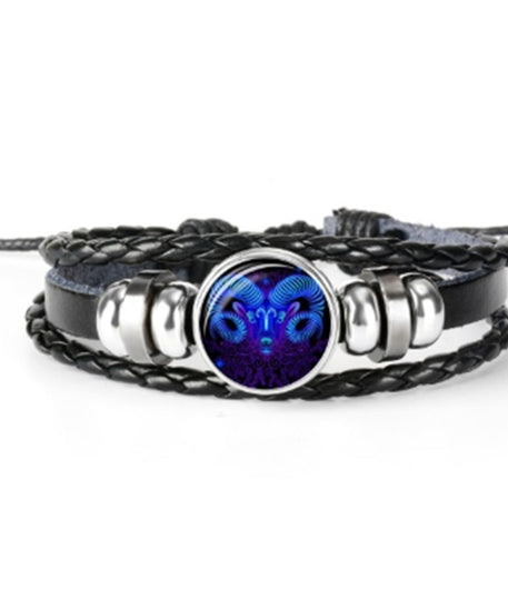 Leather Zodiac Sign Braided Bracelet