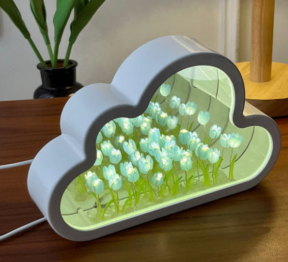 Handmade DIY Cloud Tulip Mirror Night Light
