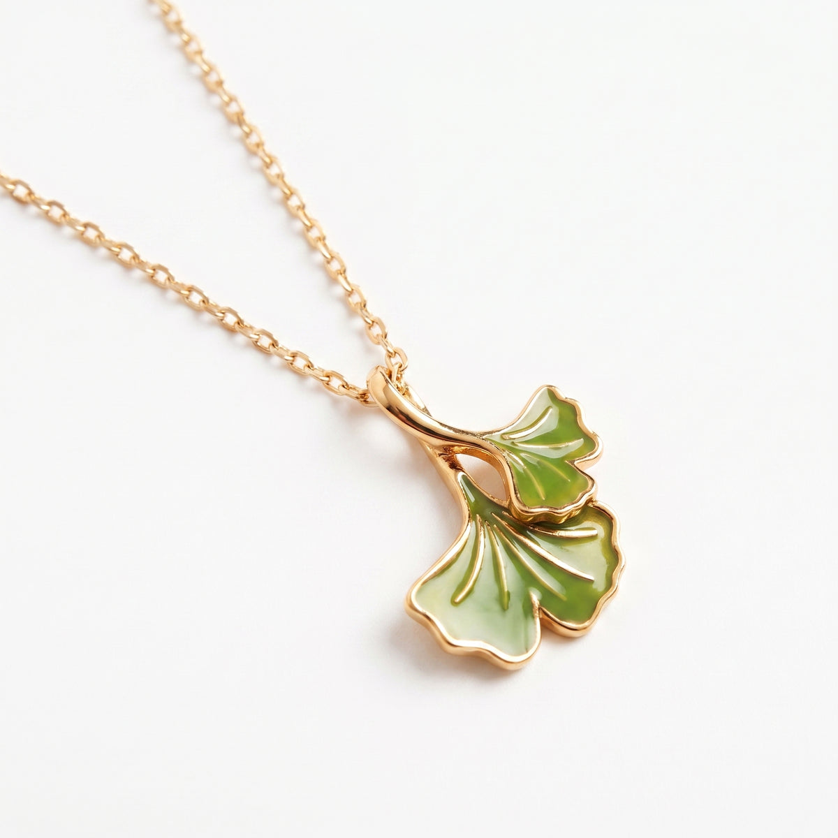 Autumn Winds Ginkgo Biloba Leaf Necklace