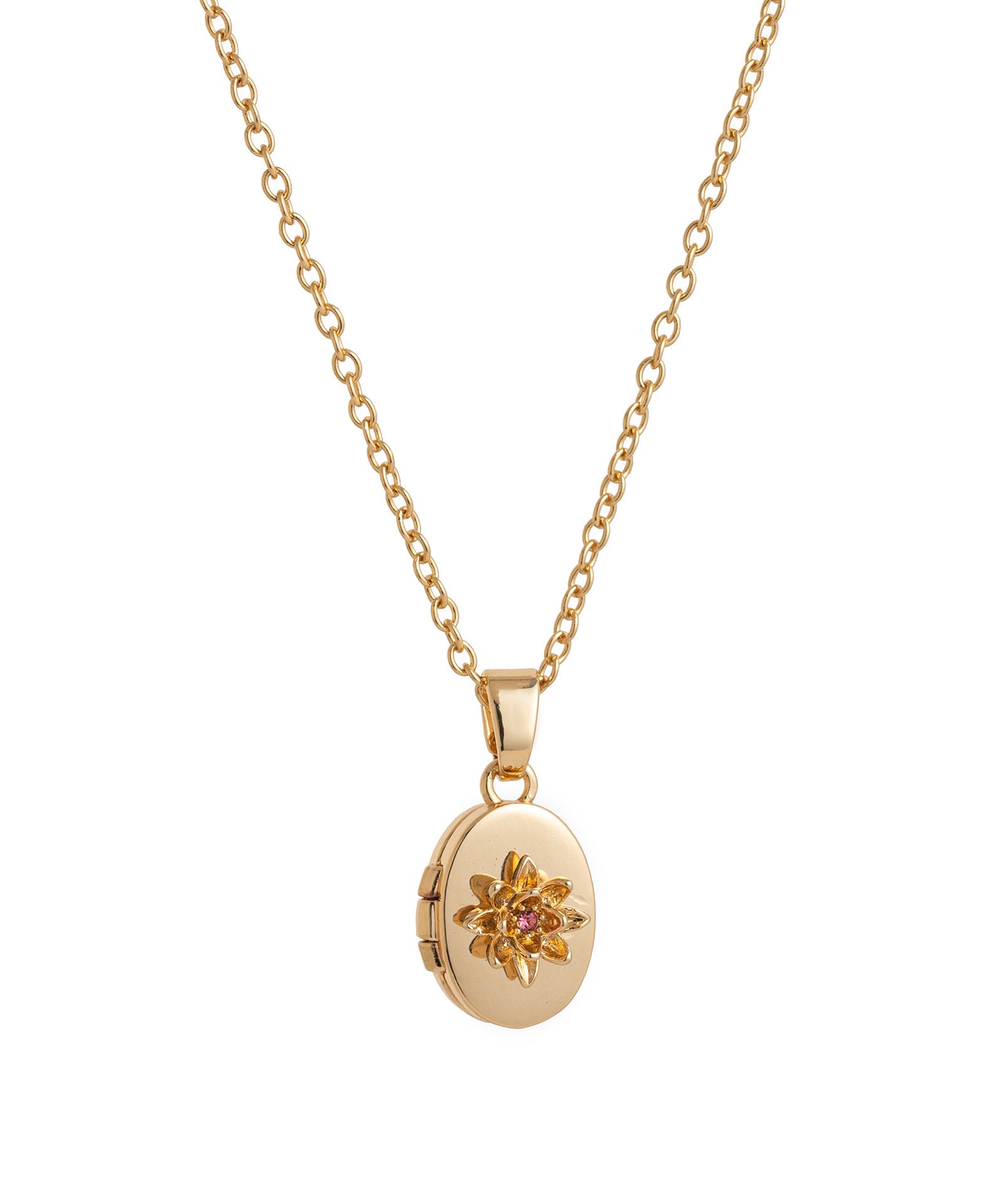 Floral Birthstone Photo Frame Necklace