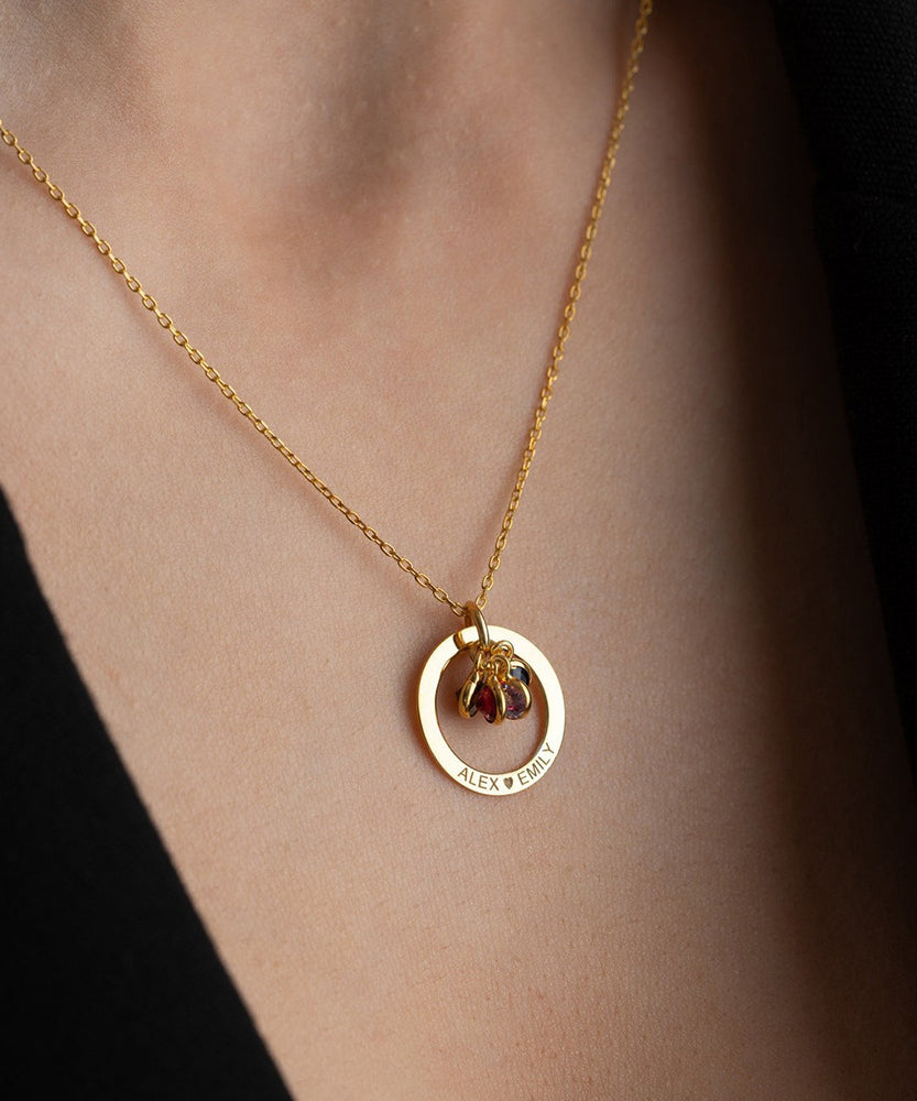 Cradled Personalized Birthstone Circle Necklace