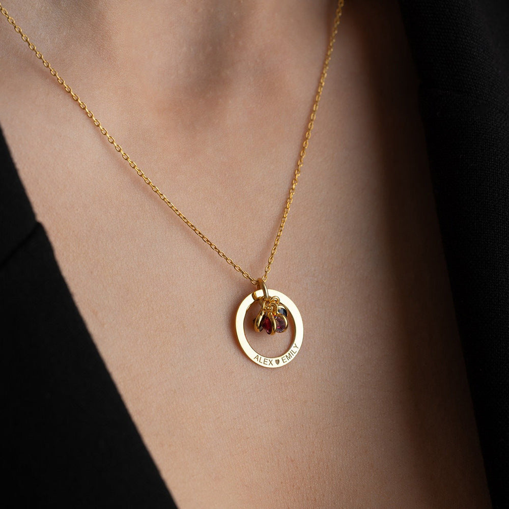 Cradled Personalized Birthstone Circle Necklace