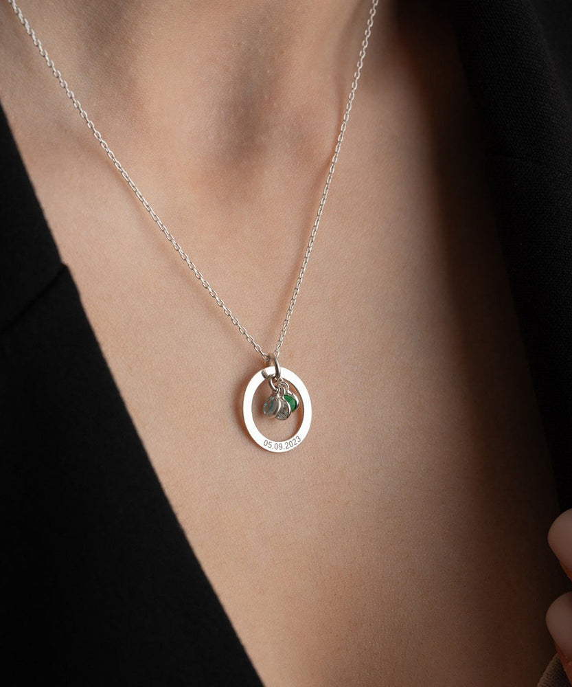 Cradled Personalized Birthstone Circle Necklace