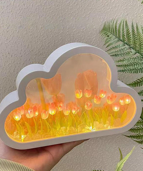 Handmade DIY Cloud Tulip Mirror Night Light