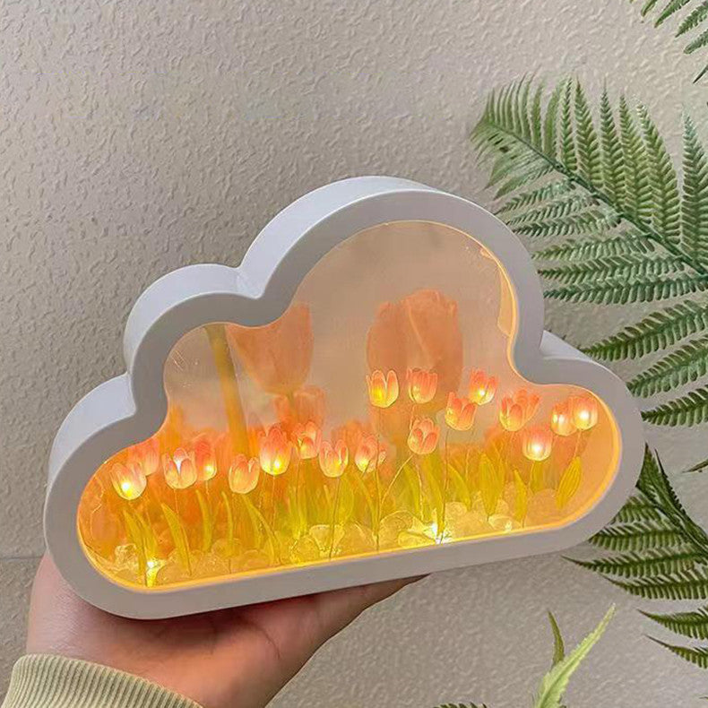 Handmade DIY Cloud Tulip Mirror Night Light