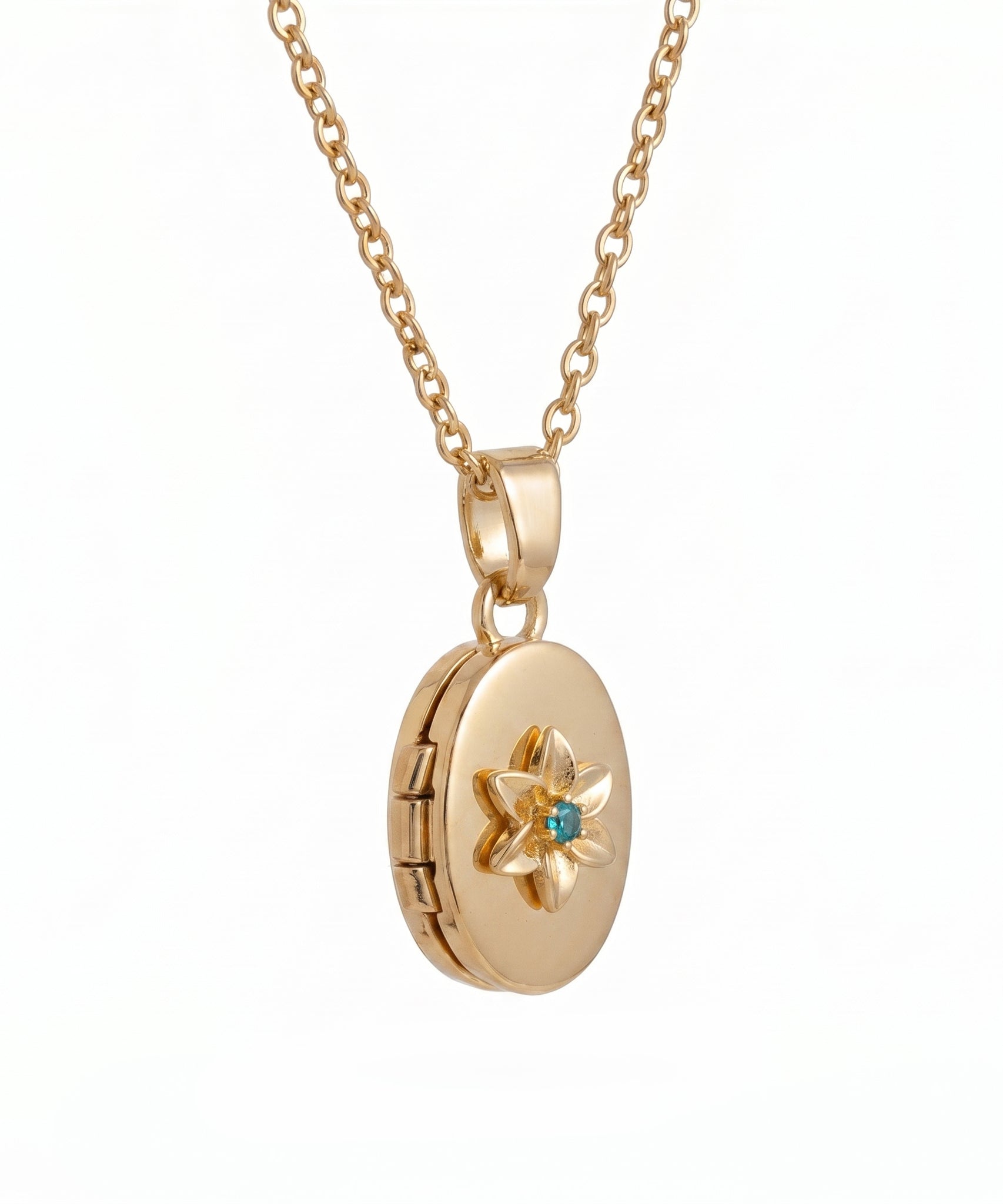 Floral Birthstone Photo Frame Necklace