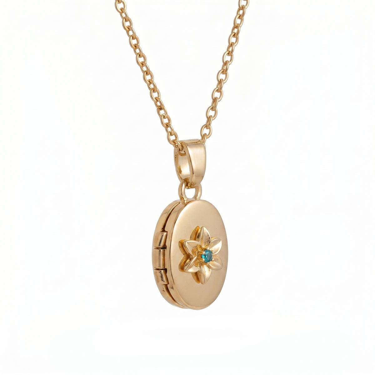 Floral Birthstone Photo Frame Necklace