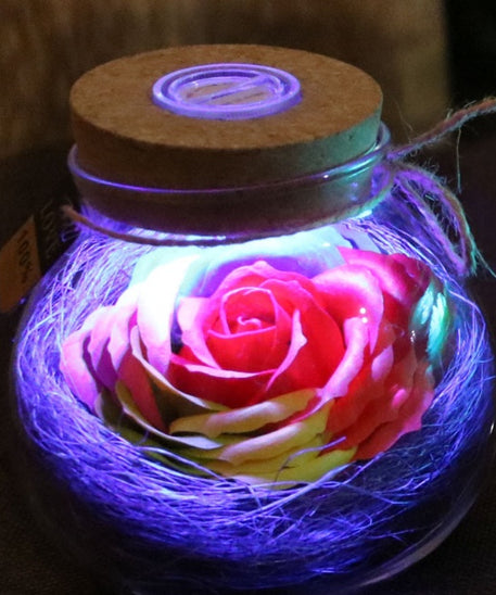 Colorful Rose Soap Flower Wishing Bottle w/Remote