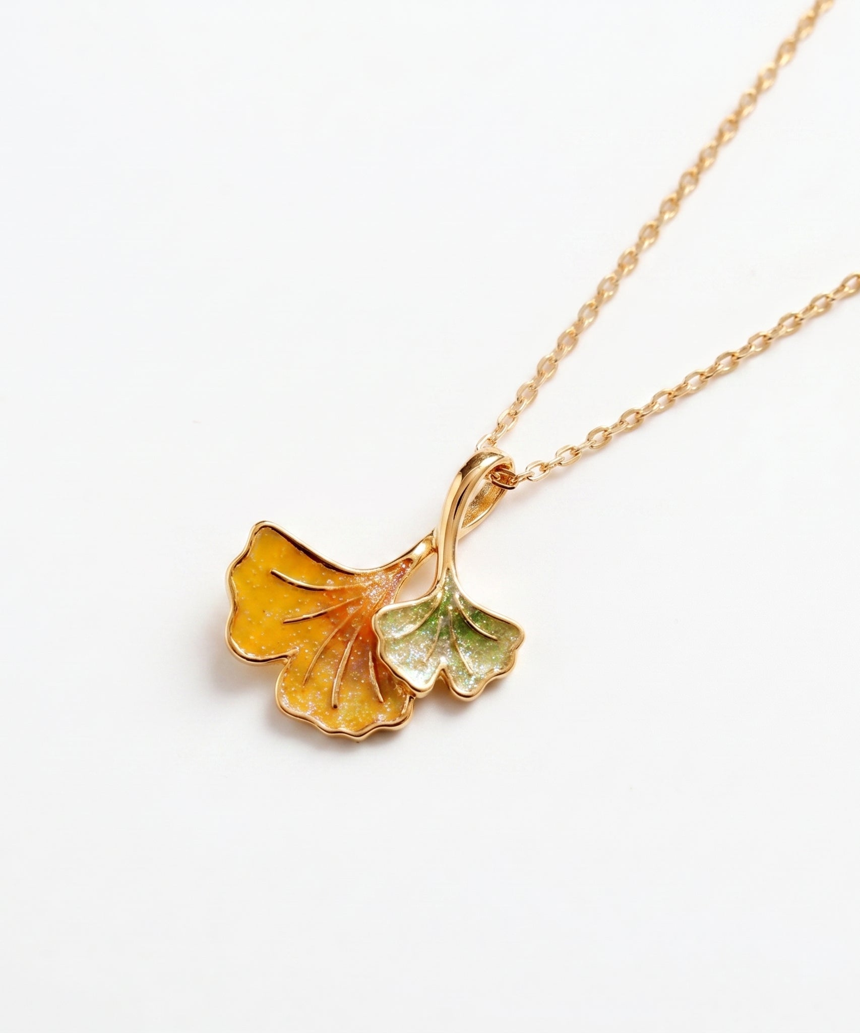 Autumn Winds Ginkgo Biloba Leaf Necklace