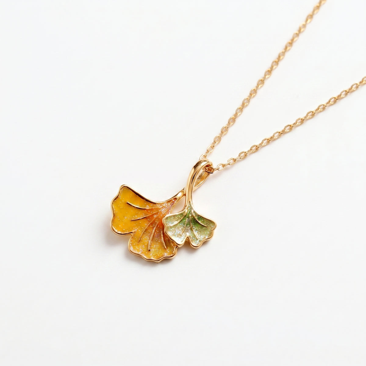 Autumn Winds Ginkgo Biloba Leaf Necklace