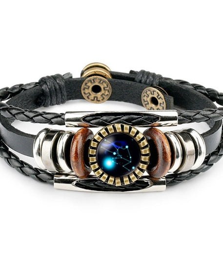 Colorful Zodiac Sign Leather Bracelet