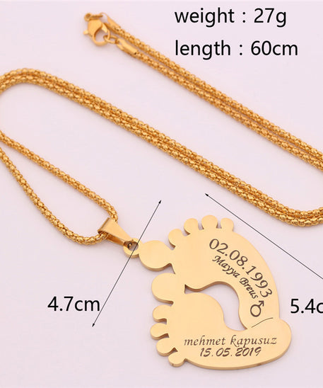 Personalized "Baby Foot Steps" Necklace