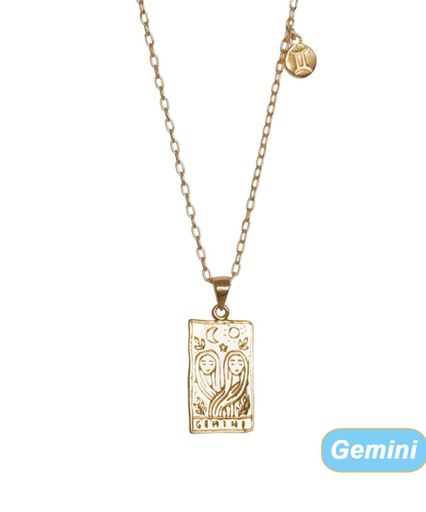 THINK HAVE Twelve Constellation Tarot Necklace Retro Constellation Necklace
