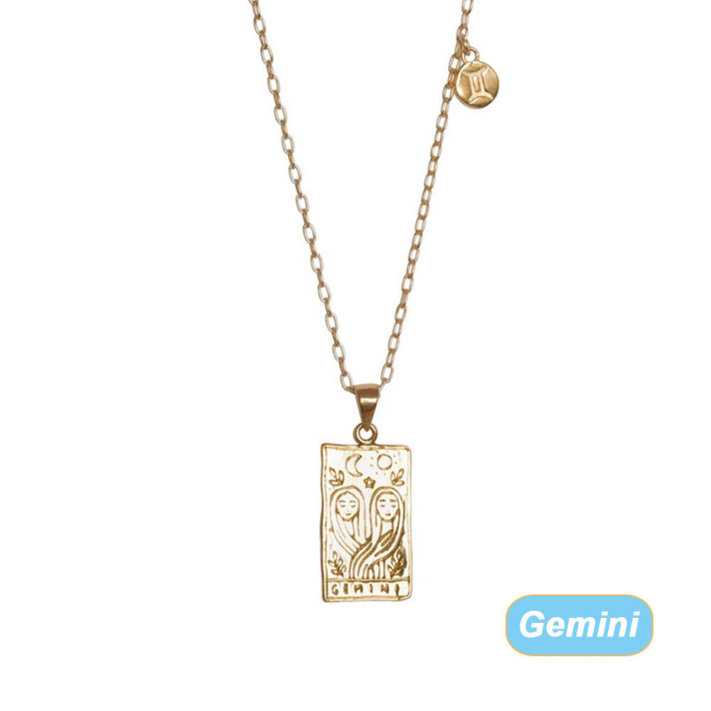 THINK HAVE Twelve Constellation Tarot Necklace Retro Constellation Necklace