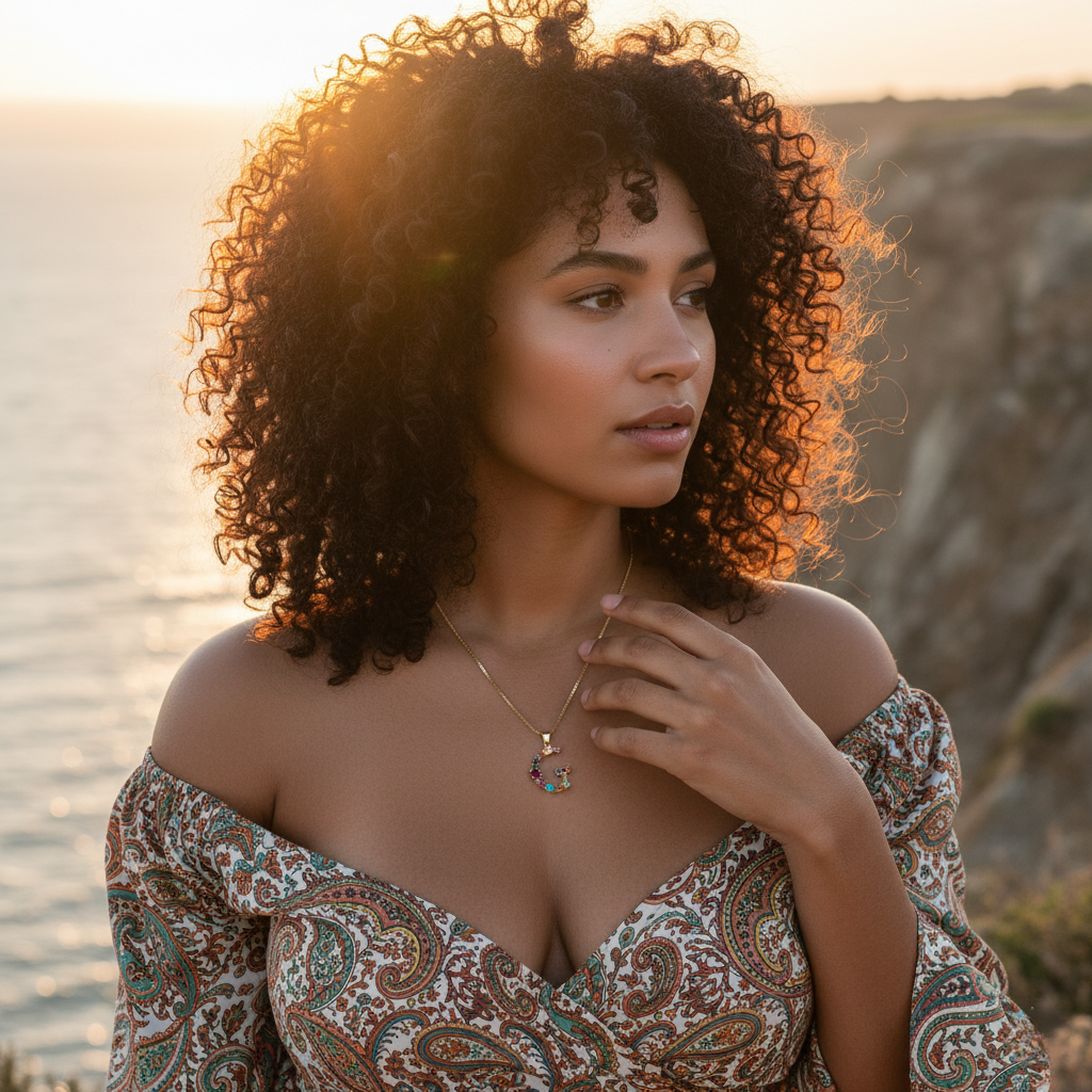 Decorated Gemstone Initial Letter Necklace