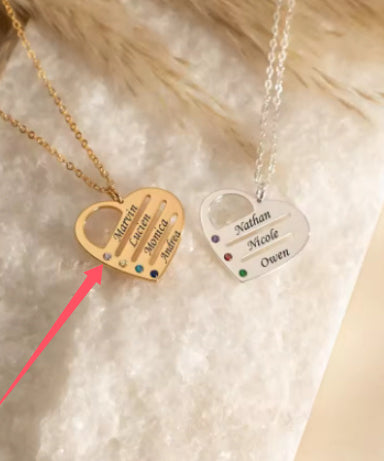 Customized Special Loved Family Heart Necklace