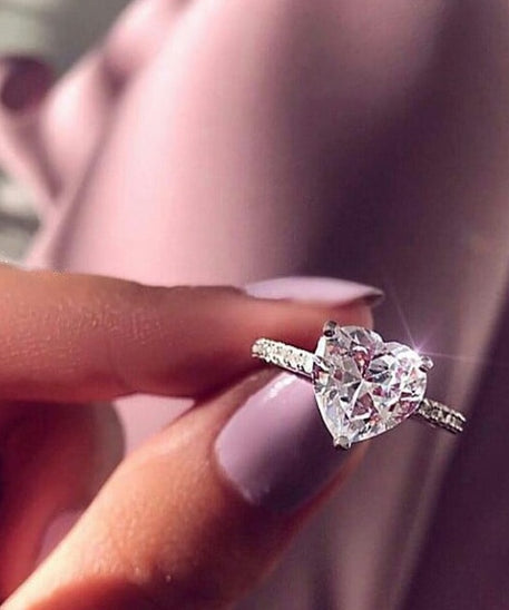 Polished Crystal Heart Ring