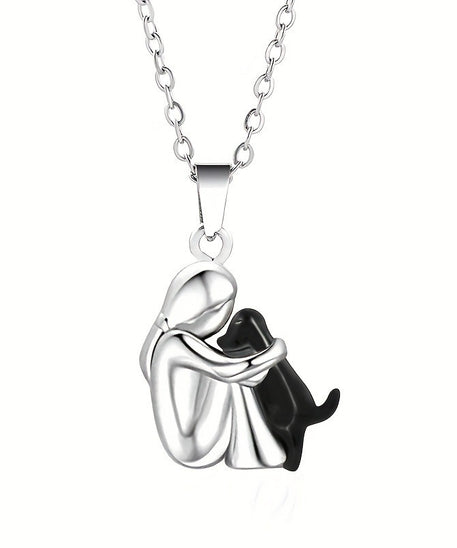 ALREADY EXIST I THINKFashion Little Girl And Dog Hug Necklace