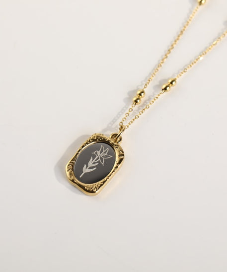 Polished Birthday Flower Mirror Necklace