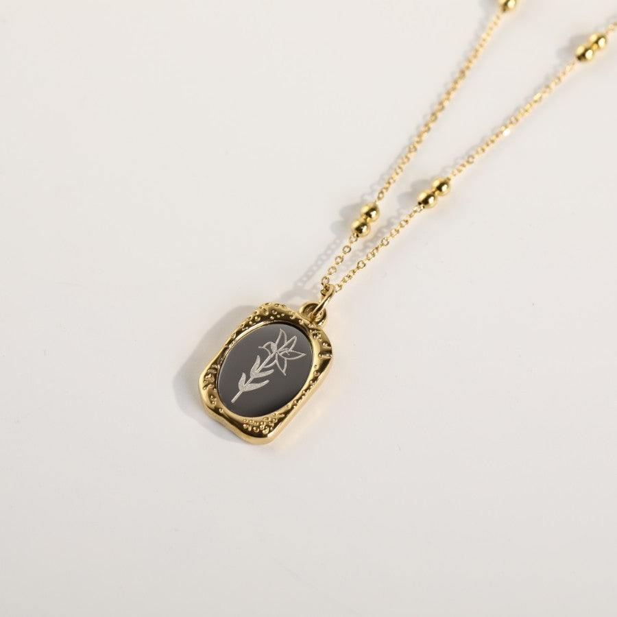 Polished Birthday Flower Mirror Necklace