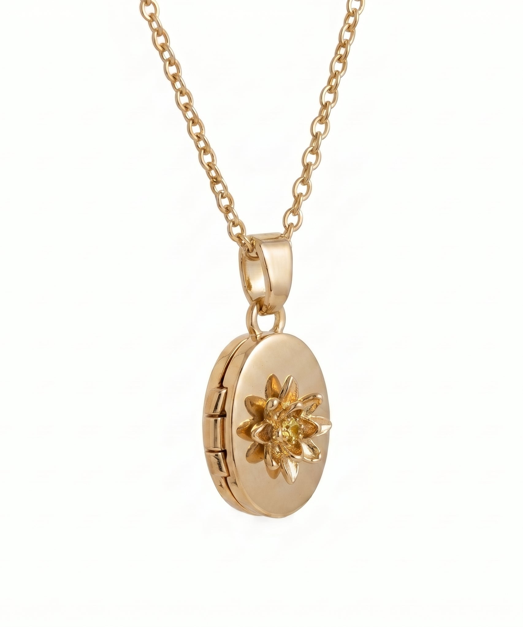 Floral Birthstone Photo Frame Necklace