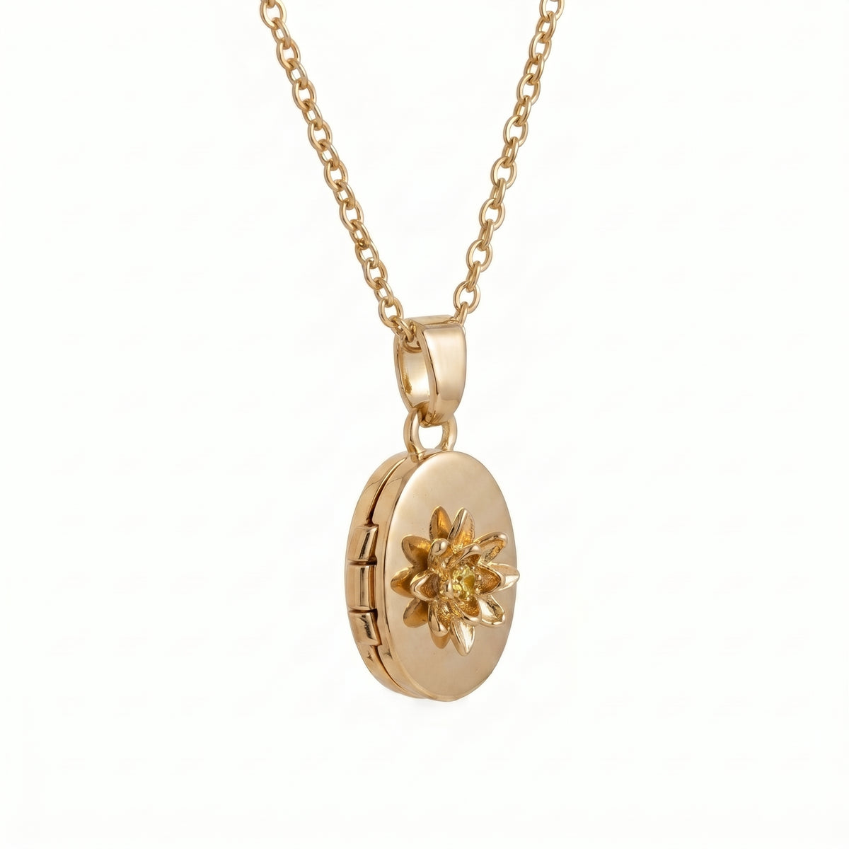 Floral Birthstone Photo Frame Necklace