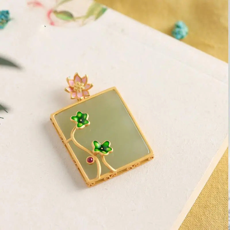 Classica Enamel Lotus Necklace