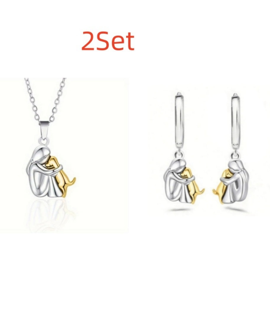 ALREADY EXIST I THINKFashion Little Girl And Dog Hug Necklace