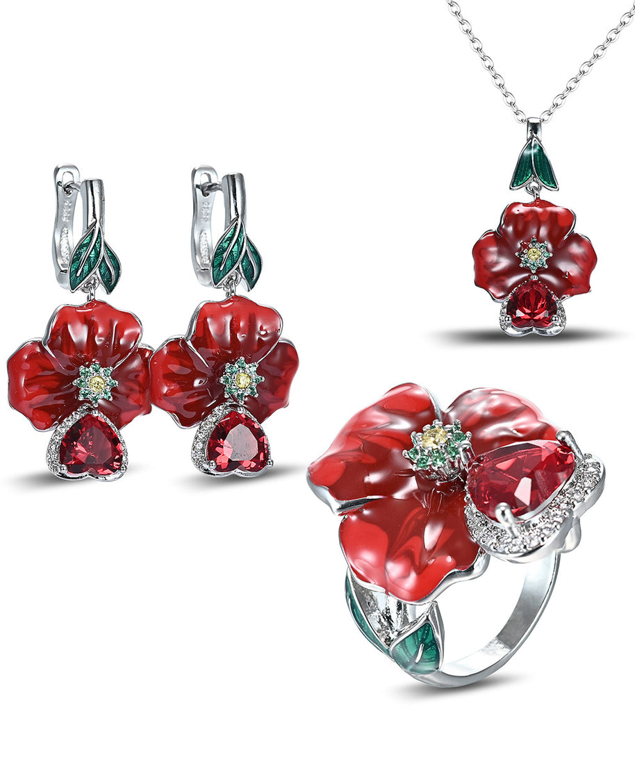 Opulent Love Heart-shaped  Earrings & Necklace