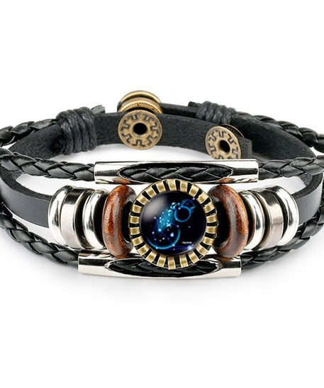 Colorful Zodiac Sign Leather Bracelet