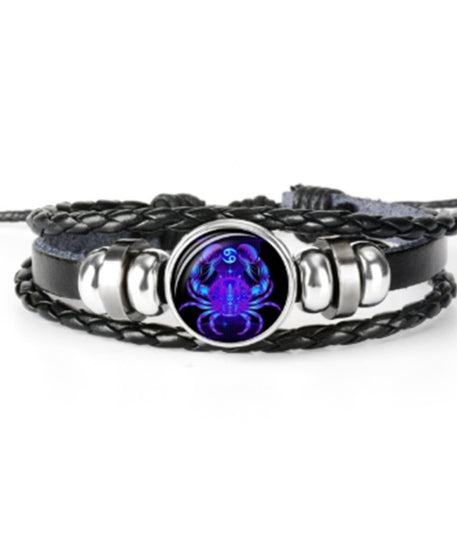 Leather Zodiac Sign Braided Bracelet