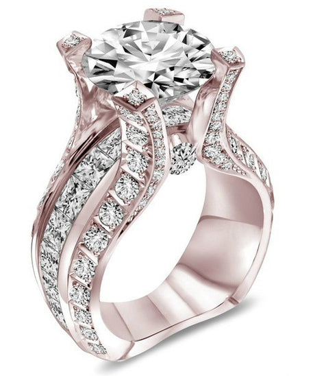 Rose Gold Electroplated Oval Shaped Zircon Engagement Ring