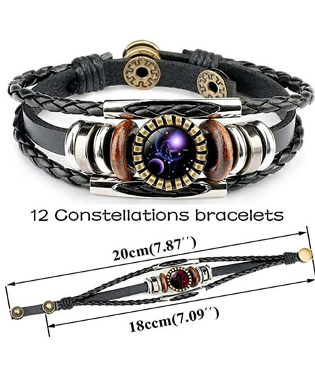 Colorful Zodiac Sign Leather Bracelet