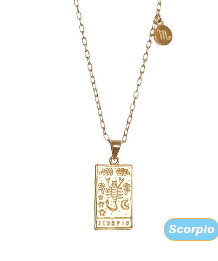 THINK HAVE Twelve Constellation Tarot Necklace Retro Constellation Necklace